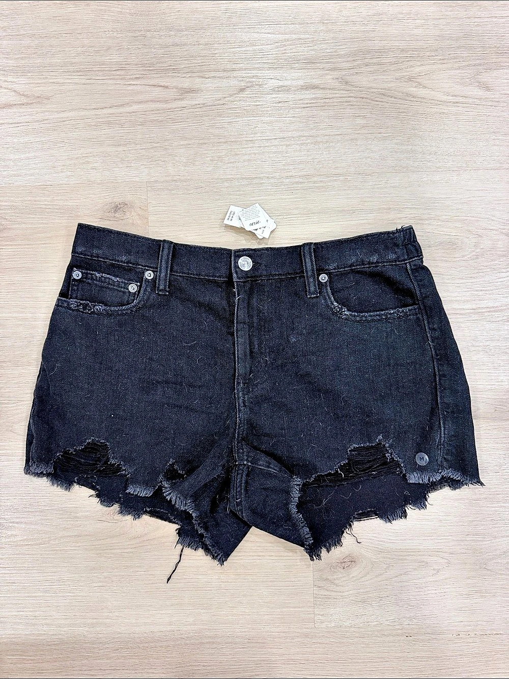 aerie Distressed Jean Shorts in Black Size Medium NWT